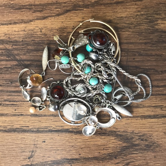 Sterling Silver Lots Jewelry’s Earrings, Chains, Bracelets & Ring - Picture 1 of 9